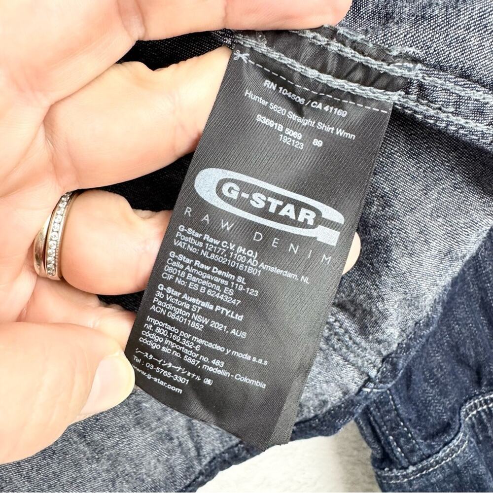 G-Star Raw Hunter‎ 5620 Straight Shirt Lightweight Dark Denim Button Down Size S - Picture 10 of 15